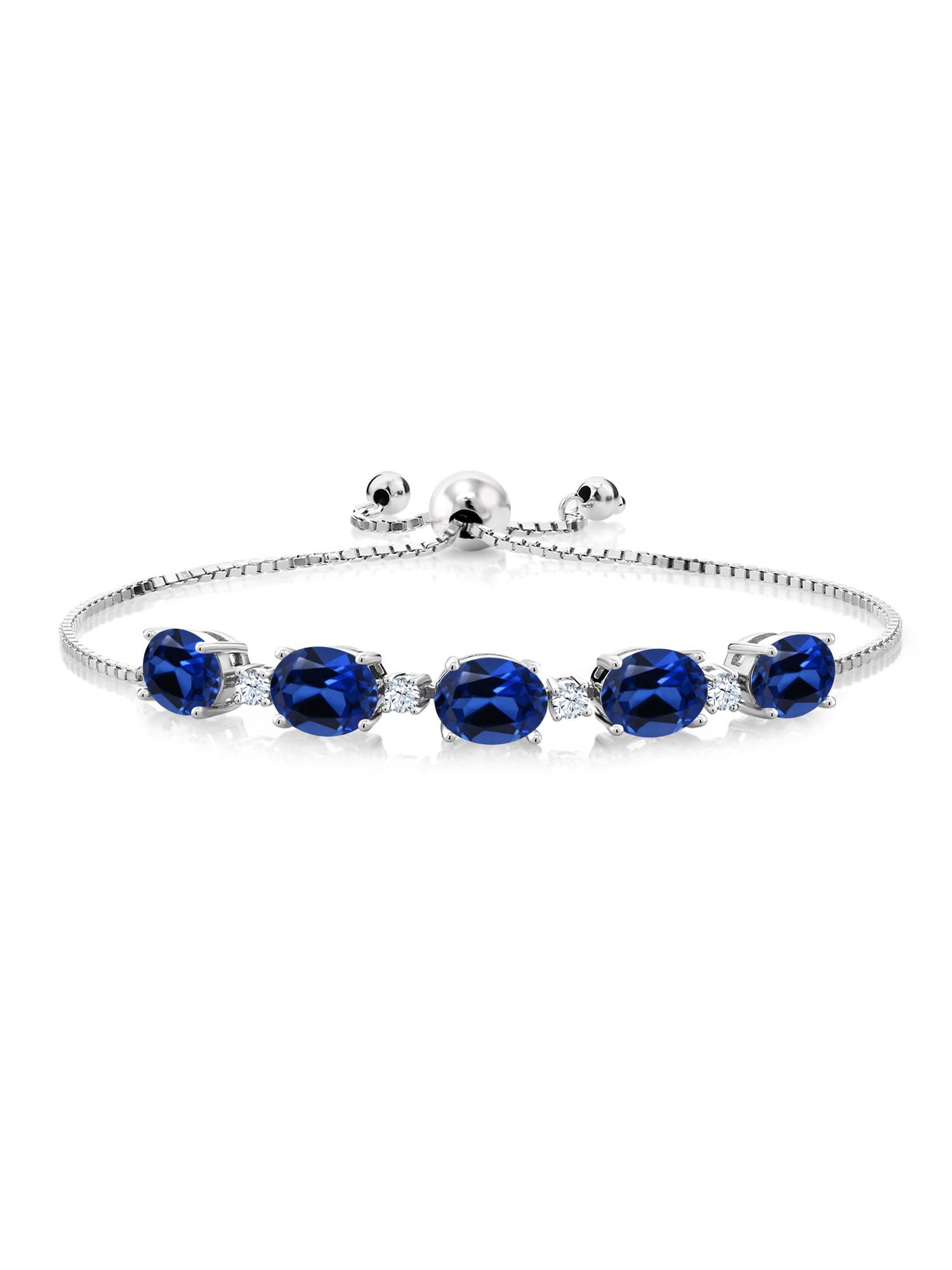 Gem Stone King 8.20 Ct Oval Blue Created Sapphire 925 Sterling