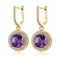 thumbnail image 1 of Gem Stone King 8.86 Ct Round Purple Amethyst 18K Yellow Gold Plated Silver Earrings, 1 of 3