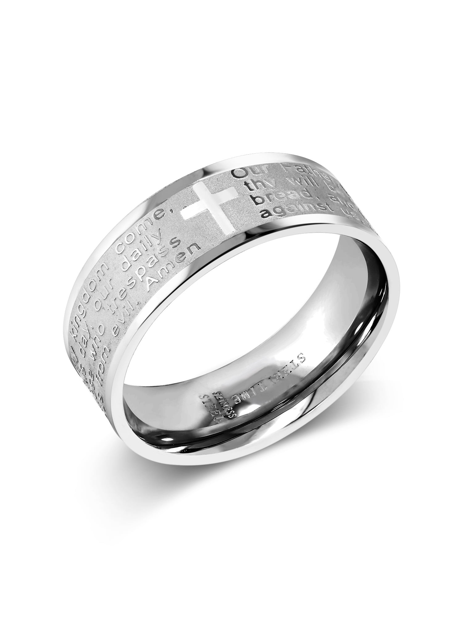 Gem Stone King Men's Wedding Band, Stainless Steel, 8MM, Lord's