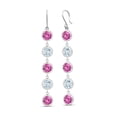 thumbnail image 1 of Gem Stone King 9.00 Ct Pink Created Sapphire Sky Blue Aquamarine 925 Sterling Silver Earrings, 1 of 2