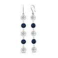 thumbnail image 1 of Gem Stone King 9.80 Ct Round White Topaz Blue Sapphire 925 Sterling Silver Earrings, 1 of 2