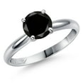 thumbnail image 1 of Gem Stone King 900 Platinum Black Diamond Engagement Ring for Women | 1.80 Cttw | Round 7MM | Gemstone April Birthstone | Size 8, 1 of 6