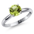 thumbnail image 1 of Gem Stone King 900 Platinum Green Peridot Engagement Ring for Women | 1.45 Cttw | Round 7MM | Gemstone August Birthstone | Size 9, 1 of 6
