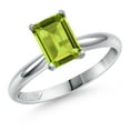 thumbnail image 1 of Gem Stone King 900 Platinum Green Peridot Engagement Ring for Women | 1.60 Cttw | Emerald Cut 8X6MM | Gemstone August Birthstone | Size 7, 1 of 6