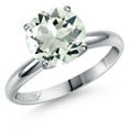thumbnail image 1 of Gem Stone King 900 Platinum Green Prasiolite Engagement Ring for Women | 2.40 Cttw | Round 9MM | Gemstone Birthstone | Size 7, 1 of 6