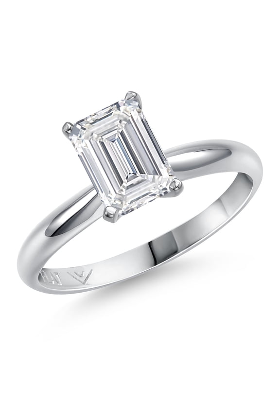 900 Platinum IGI Certified Emerald Cut Lab Grown Diamond Solitaire Engagement Ring for Women | 2.00 Ct Emerald Cut | E-F Color | VS1-VS2 Clarity | Size 8