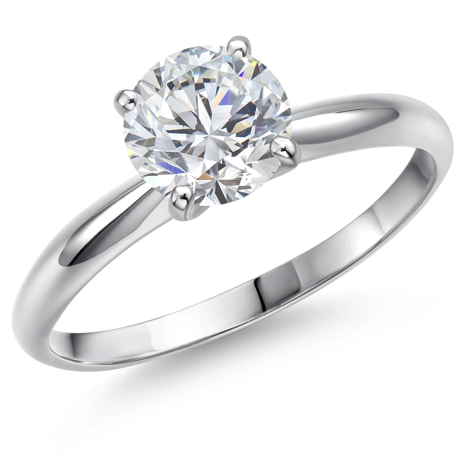 Gem Stone King 900 Platinum IGI Certified Lab Grown Diamond Solitaire Engagement Ring for Women | 1.00 Ct Round Cut | D-E Color | VS1-VS2 Clarity | Size 5