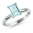 thumbnail image 1 of Gem Stone King 900 Platinum Sky Blue Topaz Engagement Ring for Women | 2.00 Cttw | Octagon 8X6MM | Gemstone November Birthstone | Size 6, 1 of 6