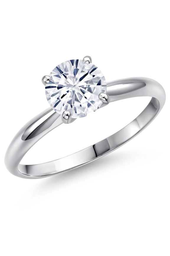 900 Platinum White Moissanite Solitaire Engagement Ring for Women | 1.00 Cttw | Round 6.5MM | Gemstone Birthstone | Size 7