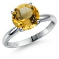 thumbnail image 1 of Gem Stone King 900 Platinum Yellow Citrine Engagement Ring for Women | 2.80 Cttw | Round 9MM | Gemstone November Birthstone | Size 6, 1 of 6