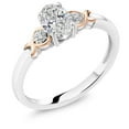 thumbnail image 1 of Gem Stone King 925 Silver and 10K Rose Gold IGI Certified Lab Grown Diamond Engagement Ring for Women | 1.02 Cttw | Center Diamond Oval Cut 1 Ct | D-E Color | VS1-VS2 Clarity | Size 6, 1 of 4