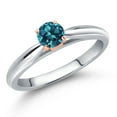 thumbnail image 1 of Gem Stone King 925 Silver and 10K Rose Gold London Blue Topaz Engagement Ring for Women | 0.33 Cttw | Round 4MM | Gemstone November Birthstone | Size 6, 1 of 6