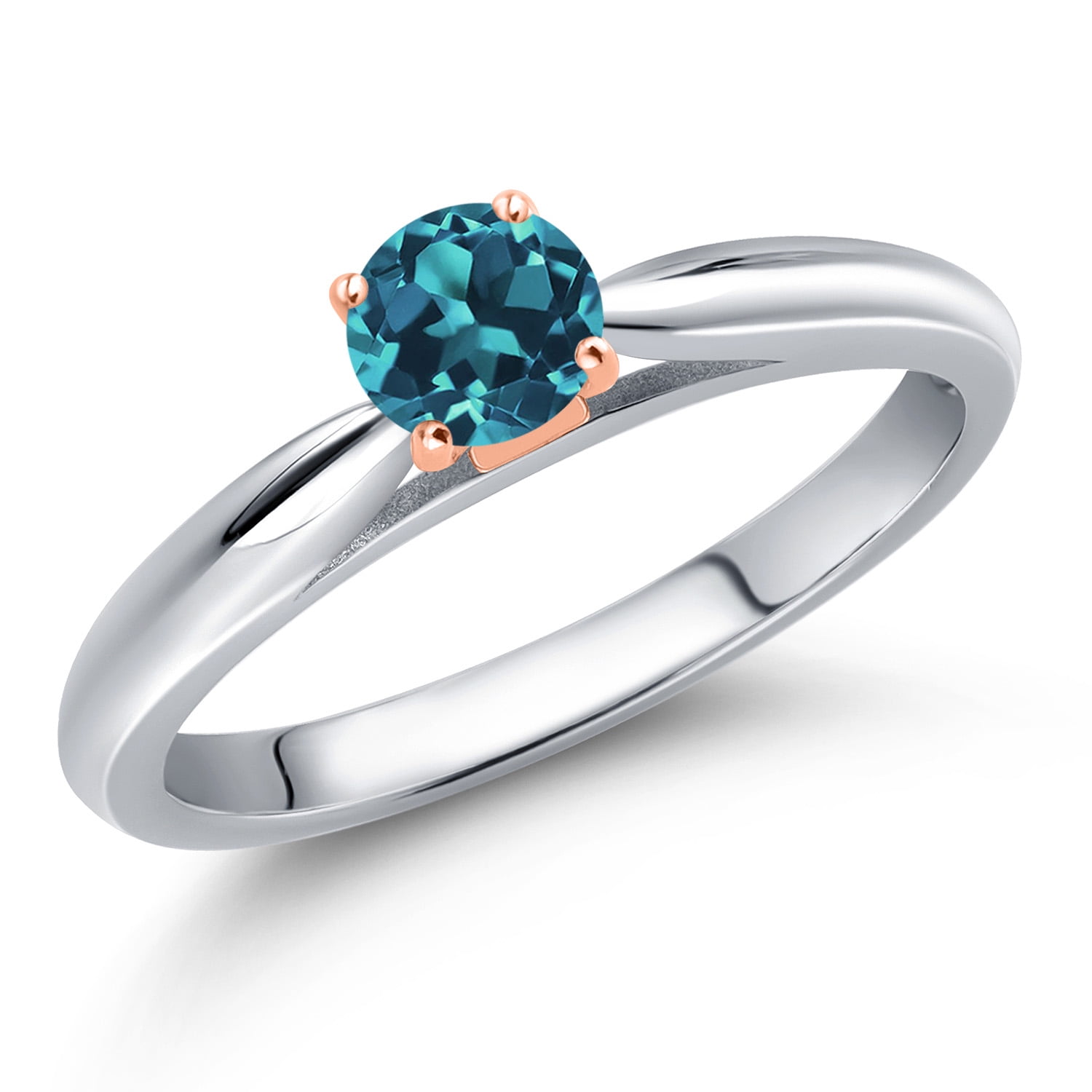 Gem Stone King 925 Silver and 10K Rose Gold London Blue Topaz ...