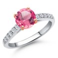 thumbnail image 1 of Gem Stone King 925 Silver and 10K Rose Gold Pink Mystic Topaz and Lab Grown Diamond Engagement Ring for Women | 1.85 Cttw | Round 7MM | Gemstone November Birthstone | Size 6, 1 of 6