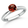 thumbnail image 1 of Gem Stone King 925 Silver and 10K Rose Gold Red Garnet Solitaire Engagement Ring for Women | 0.55 Cttw | Round 5MM | Gemstone January Birthstone | Size 5, 1 of 6