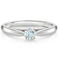 thumbnail image 1 of Gem Stone King 925 Silver and 10K Rose Gold Sky Blue Aquamarine Solitaire Engagement Ring for Women (0.17 Cttw, Gemstone March Birthstone, Round 3.5MM, Size 6), 1 of 4