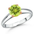 thumbnail image 1 of Gem Stone King 925 Silver and 10K Rose Gold Yellow Lemon Quartz Solitaire Engagement Ring for Women | 1.20 Cttw | Round 7MM | Gemstone Birthstone | Size 9, 1 of 6