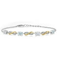 thumbnail image 1 of Gem Stone King 925 Silver and 10K Yellow Gold Aquamarine Lab Grown Diamond Infinity Bracelet for Women Mother's Mom Wife Her Set with Moissanite (2.05 Cttw, Adjustable up to 7.5 inch), 1 of 6