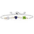 thumbnail image 1 of Gem Stone King 925 Silver and 10K Yellow Gold Blue Iolite Green Peridot and Lab Grown Diamond Tennis Bracelet for Women By Keren Hanan (1.81 cttw, Adjustable up To 9 inch), 1 of 4