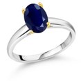 thumbnail image 1 of Gem Stone King 925 Silver and 10K Yellow Gold Blue Sapphire Solitaire Engagement Ring for Women | 2.50 Cttw | Oval 9X7MM | Gemstone September Birthstone (Size 6), 1 of 4