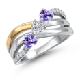 thumbnail image 1 of Gem Stone King 925 Silver and 10K Yellow Gold Blue Tanzanite and Lab Grown DiamondEngagement Ring for Women | 0.84 Cttw | Heart Shape Gemstone December Birthstone | Size 6, 1 of 6