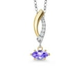 thumbnail image 1 of Gem Stone King 925 Silver and 10K Yellow Gold Blue Tanzanite and White Lab Grown Diamond Pendant Necklace for Women | 0.28 Cttw | Gemstone December Birthstone | Marquise 6X3MM | With 18 inch Chain, 1 of 6