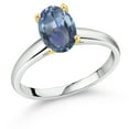 thumbnail image 1 of Gem Stone King 925 Silver and 10K Yellow Gold Cassiopeia Mystic Topaz Solitaire Engagement Ring for Women | 2.00 Cttw | Oval 9X7MM | Gemstone November Birthstone (Size 7), 1 of 4