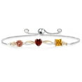 thumbnail image 1 of Gem Stone King 925 Silver and 10K Yellow Gold Ecstasy Mystic Topaz Red Garnet Yellow Citrine and Lab Grown Diamond Tennis Bracelet for Women By Keren Hanan (2.60 cttw, Adjustable up To 9 inch), 1 of 4