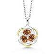 thumbnail image 1 of Gem Stone King 925 Silver and 10K Yellow Gold Ecstasy Mystic Topaz and White Lab Grown Diamond Pendant Necklace for Women | 1.51 Cttw | Gemstone November Birthstone | Oval 6X4MM | With 18 inch Chain, 1 of 4