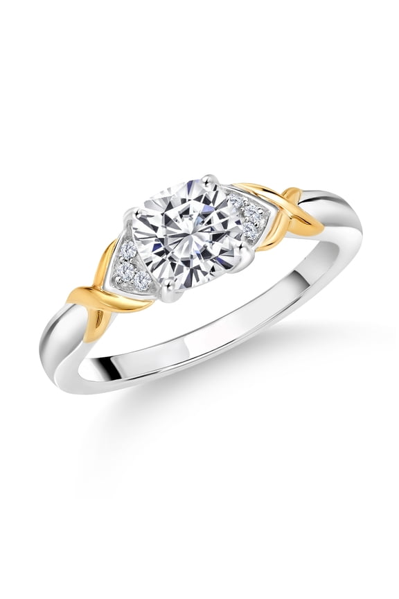 925 Silver and 10K Yellow Gold IGI Certified Lab Grown Diamond Engagement Ring for Women | 1.06 Cttw | Center Cushion Cut Diamond 1 Ct | E-F Color | VS1-VS2 Clarity (Size 8)