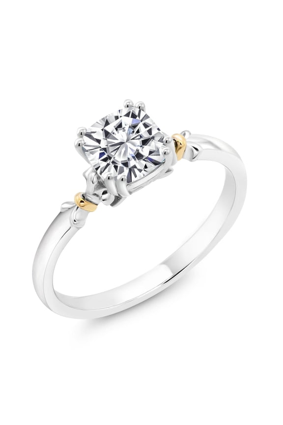 925 Silver and 10K Yellow Gold IGI Certified Lab Grown Diamond Solitaire Engagement Ring for Women | 1 Ct Cushion Cut | F-G Color | VS Clarity (Size 8)