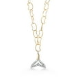 thumbnail image 1 of Gem Stone King 925 Silver and 10K Yellow Gold Lab Grown Diamond Cat Figure Chain Necklace for Women with Mermaid Fin Charm with 18 inch Heart Shape Solid Gold Chain, 1 of 3