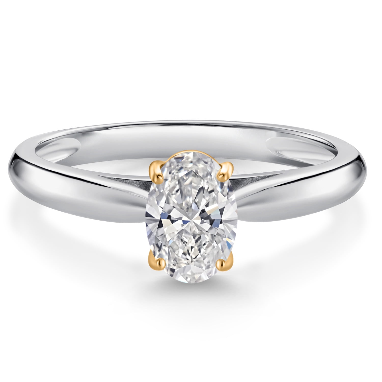 Gem Stone King 925 Silver and 10K Yellow Gold Lab Grown Diamond ...