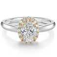 thumbnail image 1 of Gem Stone King 925 Silver and 10K Yellow Gold Lab Grown Diamond Engagement Ring for Women | 0.83 Cttw | Oval 7X5MM | DEF Color | VVS-VS Clarity (Size 6), 1 of 4