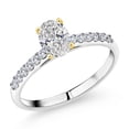 thumbnail image 1 of Gem Stone King 925 Silver and 10K Yellow Gold Lab Grown Diamond Engagement Ring for Women | 0.88 Cttw | Oval 7X5MM | Gemstone April Birthstone | Size 5, 1 of 4