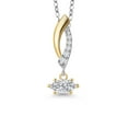 thumbnail image 1 of Gem Stone King 925 Silver and 10K Yellow Gold Lab Grown Diamond Pendant Necklace for Women | 0.23 Cttw | Gemstone April Birthstone | Marquise 6X3MM | DEF Color | VVS-VS Clarity | With 18 inch Chain, 1 of 6