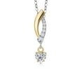 thumbnail image 1 of Gem Stone King 925 Silver and 10K Yellow Gold Lab Grown Diamond Pendant Necklace for Women | 0.32 Cttw | Gemstone April Birthstone | Heart Shape 4MM | With 18 inch Chain, 1 of 6