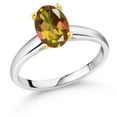 thumbnail image 1 of Gem Stone King 925 Silver and 10K Yellow Gold Mango Mystic Topaz Solitaire Engagement Ring for Women | 2.00 Cttw | Oval 9X7MM | Gemstone November Birthstone (Size 5), 1 of 4