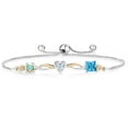 thumbnail image 1 of Gem Stone King 925 Silver and 10K Yellow Gold Mercury Mist Mystic Topaz Moissanite Swiss Blue Topaz and Lab Grown Diamond Tennis Bracelet for Women By Keren Hanan (2.15 cttw, Adjustable up To 9 inch), 1 of 4