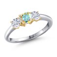 thumbnail image 1 of Gem Stone King 925 Silver and 10K Yellow Gold Mercury Mist Mystic Topaz and White Moissanite Engagement Ring for Women | 1.01 Cttw | Round 5MM | Gemstone November Birthstone | Size 6, 1 of 7