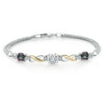 thumbnail image 1 of Gem Stone King 925 Silver and 10K Yellow Gold White Moissanite and Green Mystic Topaz and White Lab Grown Diamond Bracelet for Women (3.19 Cttw, Gemstone, Cushion 6MM, 7 inches, Made in Italy), 1 of 4