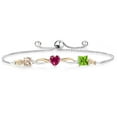 thumbnail image 1 of Gem Stone King 925 Silver and 10K Yellow Gold Peach Morganite Red Created Ruby Green Peridot and Lab Grown Diamond Tennis Bracelet for Women By Keren Hanan (2.09 cttw, Adjustable up To 9 inch), 1 of 4