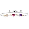 thumbnail image 1 of Gem Stone King 925 Silver and 10K Yellow Gold Peach Morganite Red Created Ruby Purple Amethyst and Lab Grown Diamond Tennis Bracelet for Women By Keren Hanan (2.01 cttw, Adjustable up To 9 inch), 1 of 4