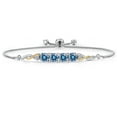 thumbnail image 1 of Gem Stone King 925 Silver and 10K Yellow Gold Persian Blue Moissanite and White Lab Grown Diamond Bracelet for Women | 2.02 Cttw | Gemstone | Round 5MM | Fully Adjustable 9 inch, 1 of 5