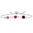 thumbnail image 1 of Gem Stone King 925 Silver and 10K Yellow Gold Pink Created Sapphire Red Created Ruby Red Garnet and Lab Grown Diamond Tennis Bracelet for Women By Keren Hanan (2.43 cttw, Adjustable up To 9 inch), 1 of 4