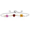 thumbnail image 1 of Gem Stone King 925 Silver and 10K Yellow Gold Pink Created Sapphire Red Garnet Yellow Citrine and Lab Grown Diamond Tennis Bracelet for Women By Keren Hanan (2.15 cttw, Adjustable up To 9 inch), 1 of 4