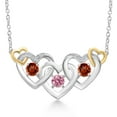 thumbnail image 1 of Gem Stone King 925 Silver and 10K Yellow Gold Pink Lab Grown Diamond Red Garnet Heart Shape Pendant Necklace for Women (1.05 Cttw, with 18 inch Chain), 1 of 3