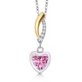 thumbnail image 1 of Gem Stone King 925 Silver and 10K Yellow Gold Pink Moissanite and Lab Grown Diamond Pendant Necklace for Women | 0.85 Cttw | Gemstone Birthstone | Heart Shape 6MM | With 18 inch Chain, 1 of 6