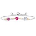 thumbnail image 1 of Gem Stone King 925 Silver and 10K Yellow Gold Pink Moissanite Pink Created Sapphire Moissanite and Lab Grown Diamond Tennis Bracelet for Women By Keren Hanan (2.10 cttw, Adjustable up To 9 inch), 1 of 4