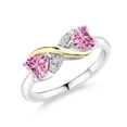 thumbnail image 1 of Gem Stone King 925 Silver and 10K Yellow Gold Pink Moissanite and White Lab Grown Diamond Engagement Ring for Women (1.04 Cttw, Gemstone Birthstone, Heart Shape 5MM, Size 5), 1 of 5